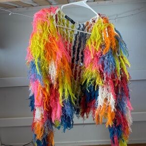 Multi color fringe jacket from nasty gal. Never worn